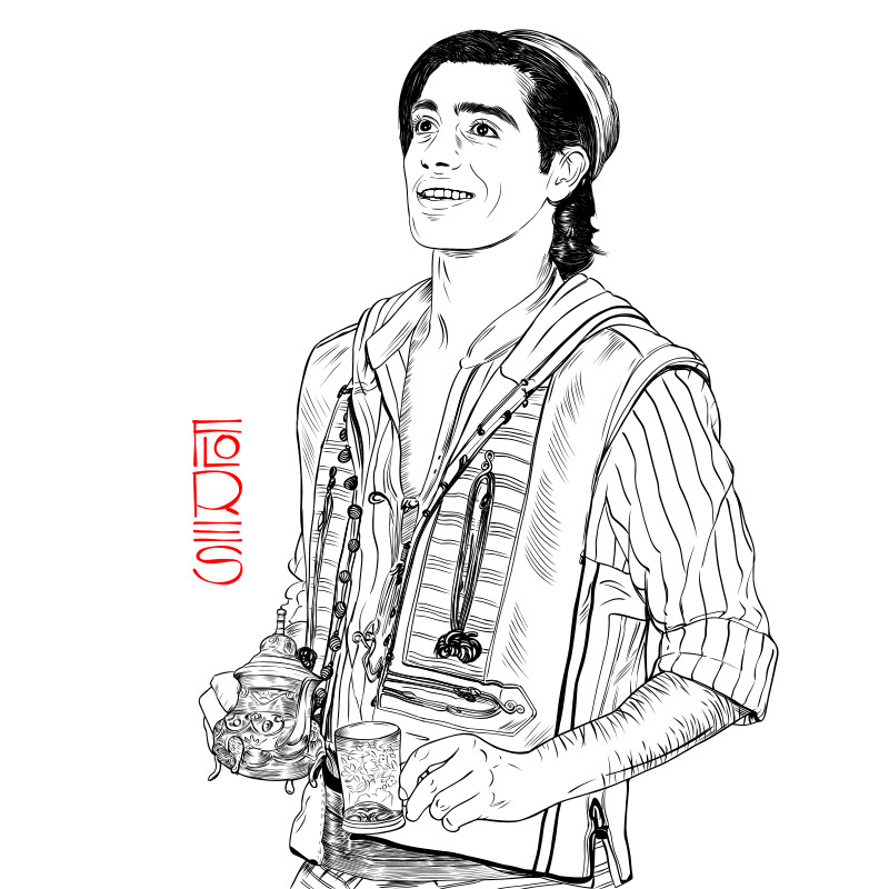 Drawing inspired by Disney's live-action 'Aladdin', starring Mena Massoud