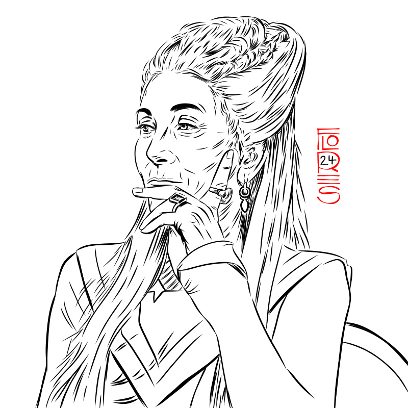 Drawing created with Adobe Fresco of actor Eve Best as Princess Rhaenys from House of the Dragon.