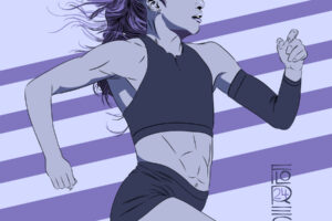 Drawing made with Adobe Fresco of Olympic track gold medalist Gabby Thomas