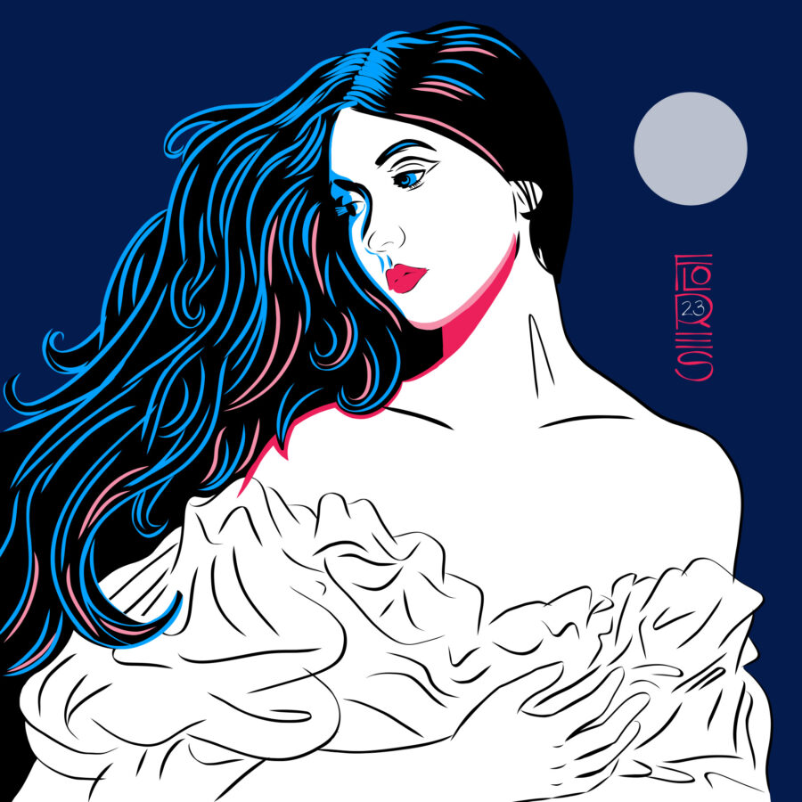 Drawing made with Adobe Fresco. Inspired by the cover of the album 'And in the Darkness, Hearts Aglow', by Weyes Blood