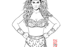 Drawing made with Adobe Fresco. Inspired by a photo of model Ellie Gonsalves dressed as Wonder Woman