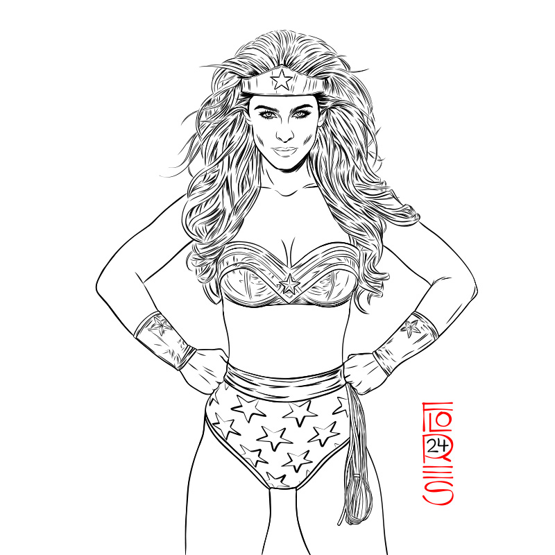 Drawing made with Adobe Fresco. Inspired by a photo of model Ellie Gonsalves dressed as Wonder Woman